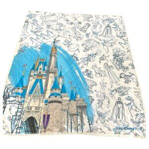 Walt Disney World Ink & Paint Fleece Throw Blanket Castle & Character Sketches